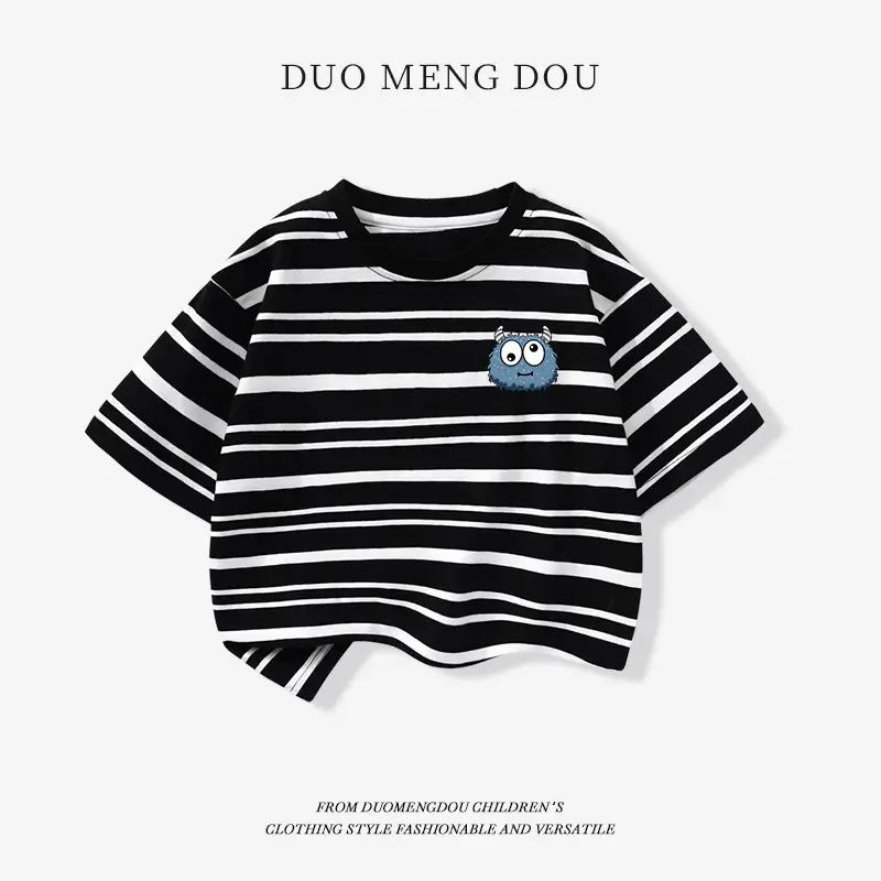 Japanese Retro Striped T-Shirt for Boys Summer Wear - Image 7