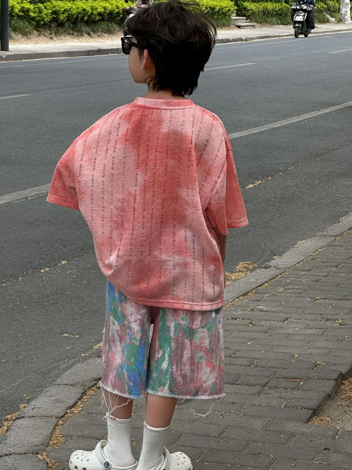Kids Cotton T-Shirt Set Pink Striped Shorts Summer Wear - Image 6