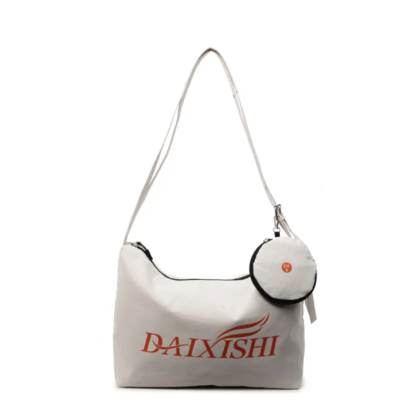 Large Capacity Canvas Tote Bag with Orange Logo