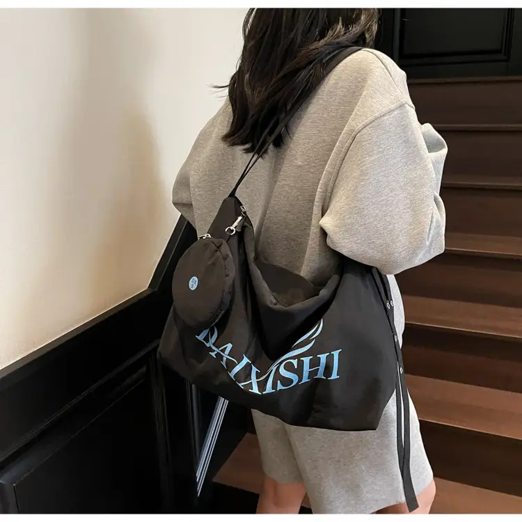 Large Capacity Canvas Tote Bag with Orange Logo — feature 16
