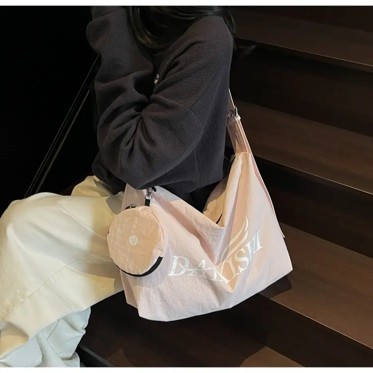 Large Capacity Canvas Tote Bag with Orange Logo — feature 17