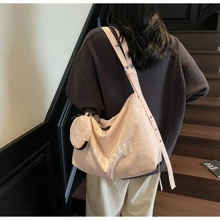 Large Capacity Canvas Tote Bag with Orange Logo — feature 19