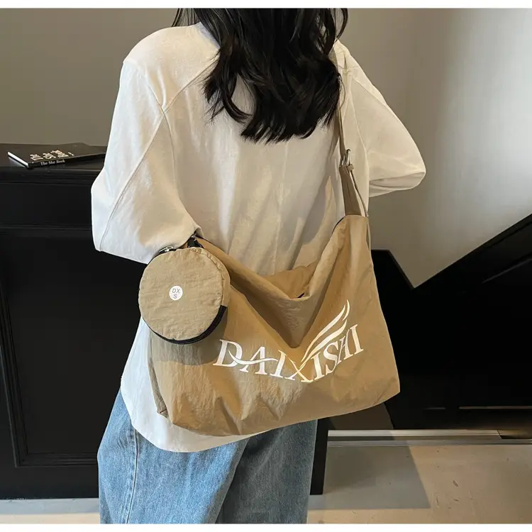 Large Capacity Canvas Tote Bag with Orange Logo — feature 21