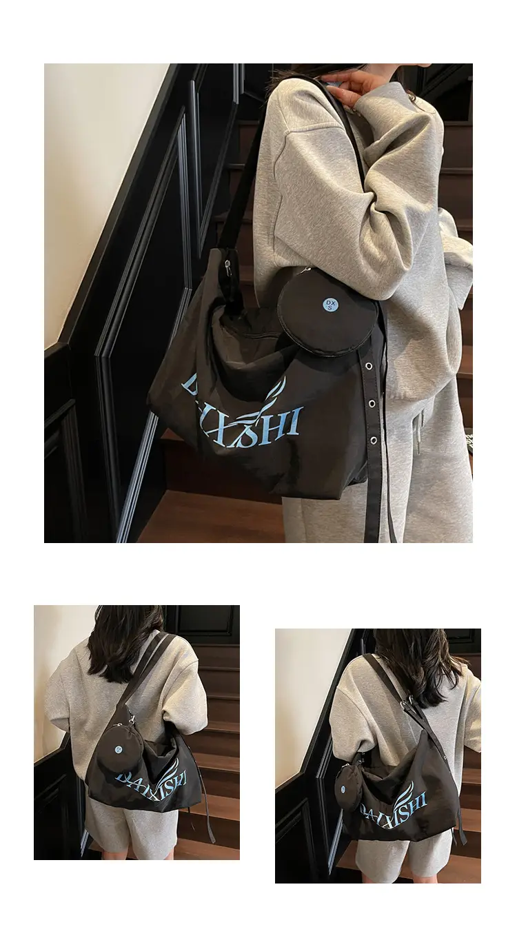 Large Capacity Canvas Tote Bag with Orange Logo — feature 4