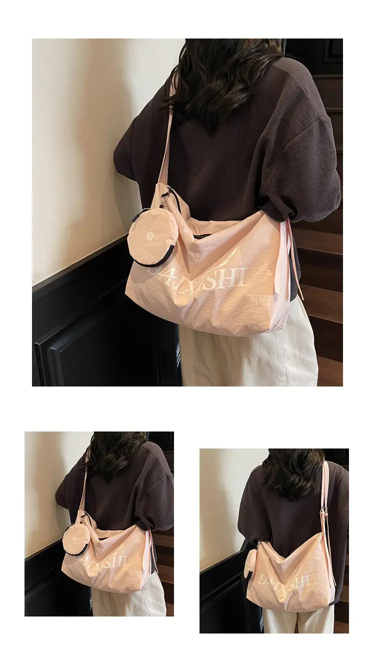 Large Capacity Canvas Tote Bag with Orange Logo — feature 5