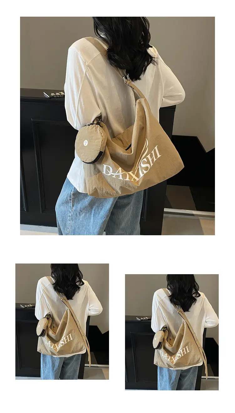 Large Capacity Canvas Tote Bag with Orange Logo — feature 6