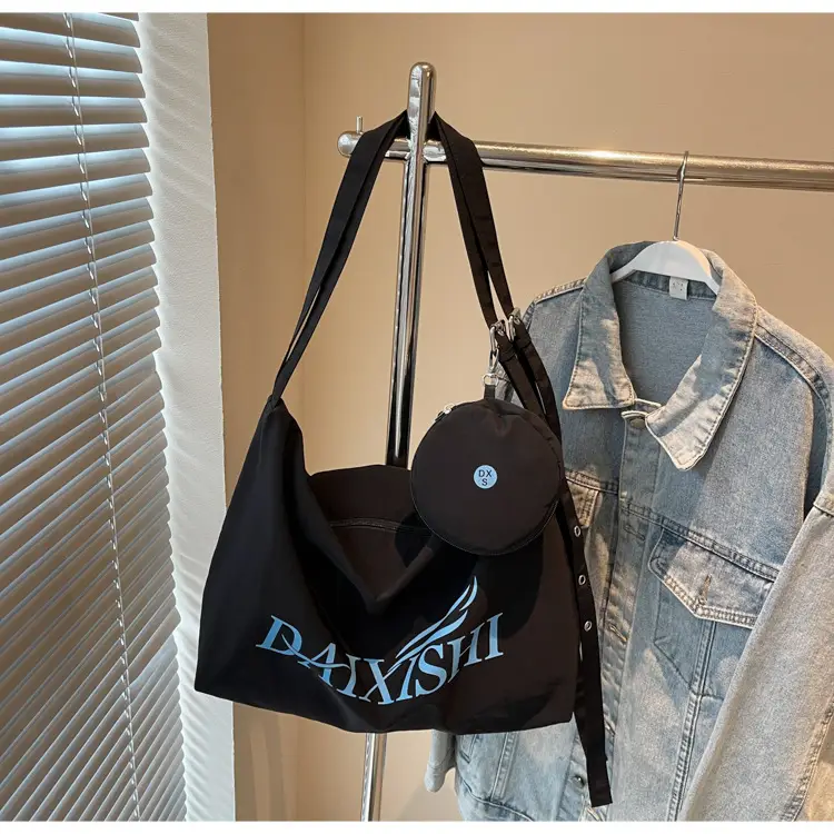 Large Capacity Canvas Tote Bag with Orange Logo — feature 9