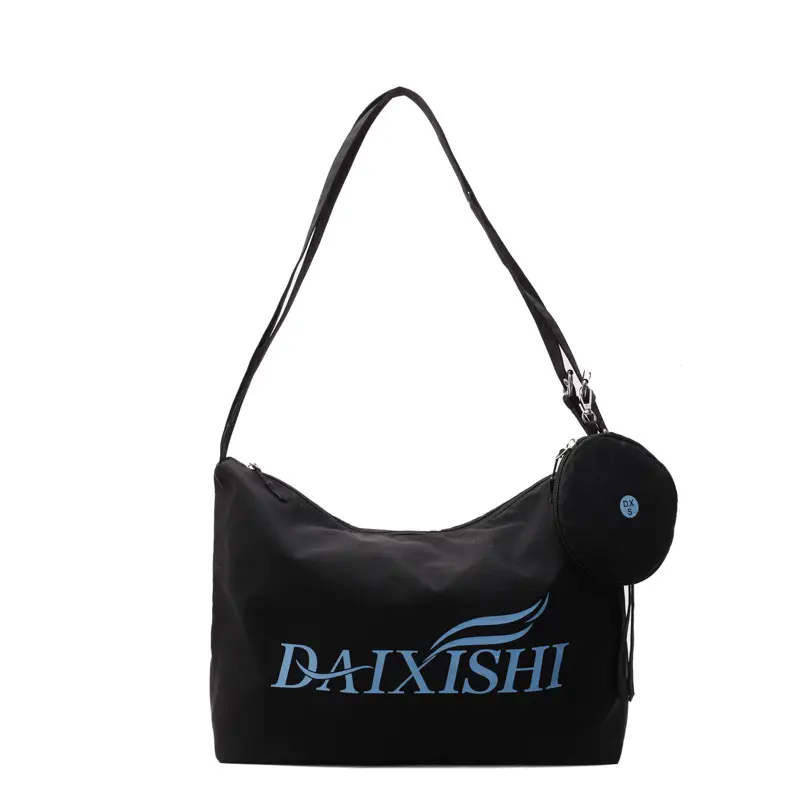 Large Capacity Canvas Tote Bag with Orange Logo