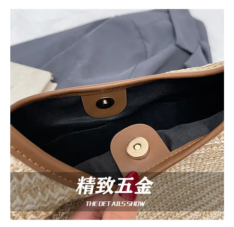 Women Straw Bag Large Capacity Contrast Color 2025 — feature 4