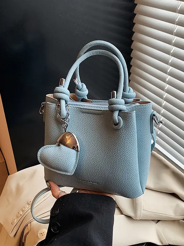 Light Blue Korean Style Bucket Bag for Women - Image 6