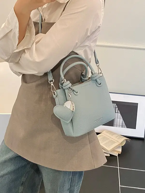Light Blue Korean Style Bucket Bag for Women - Image 7