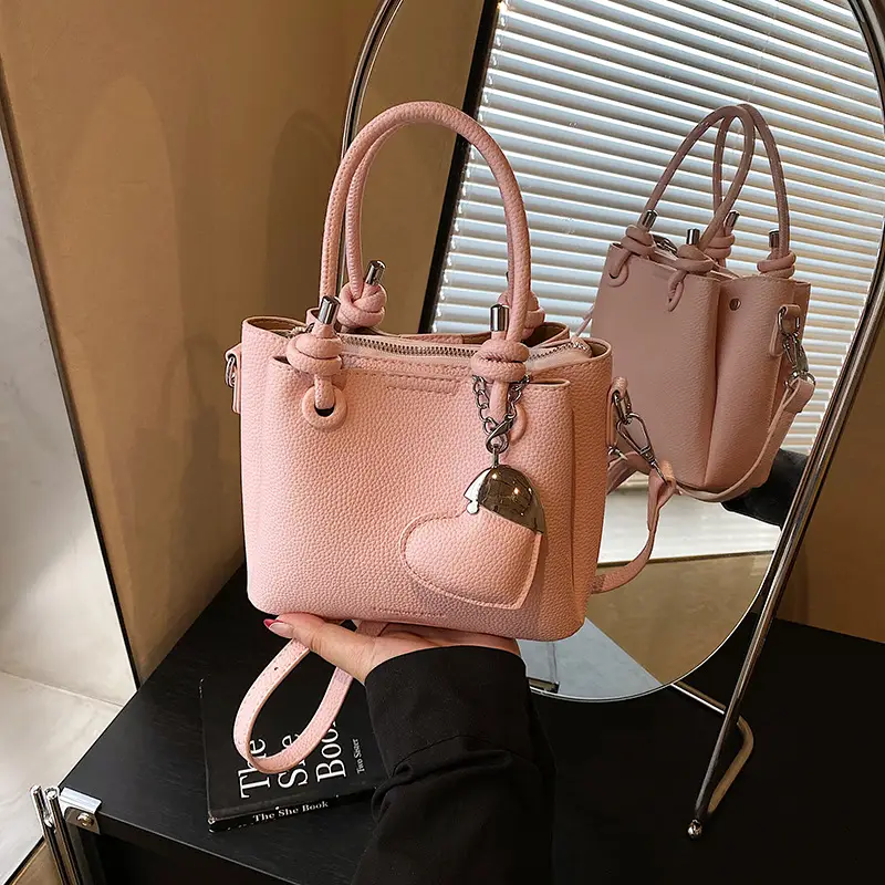 Light Blue Korean Style Bucket Bag for Women - Image 2