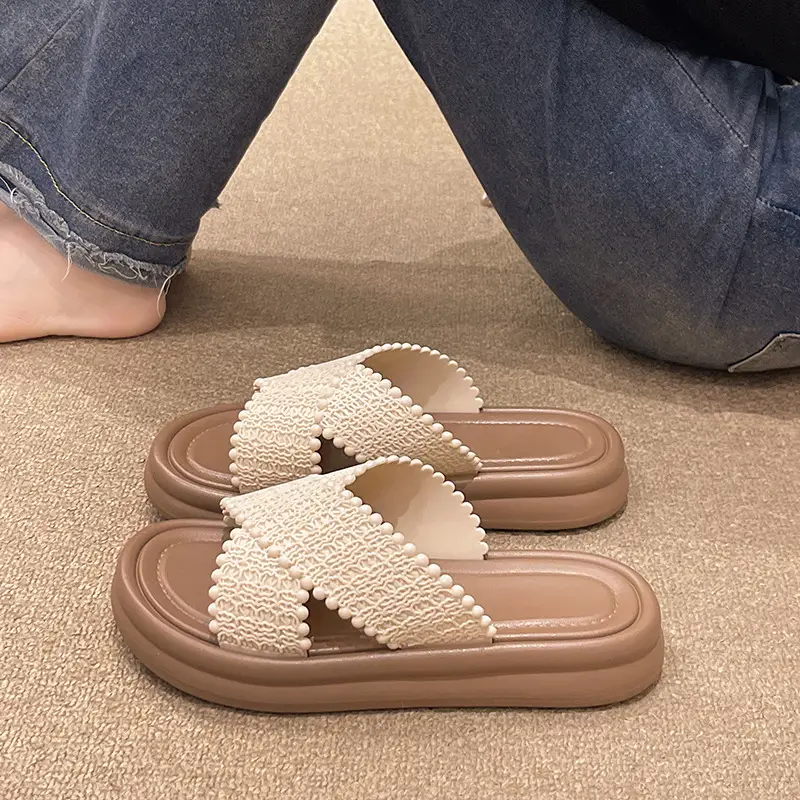 Bohemian Thick-Soled Slippers for Women's Outer Wear 2025 New Summer Ins Non-Slip One-Line Sandals Beach Sandals - Image 7