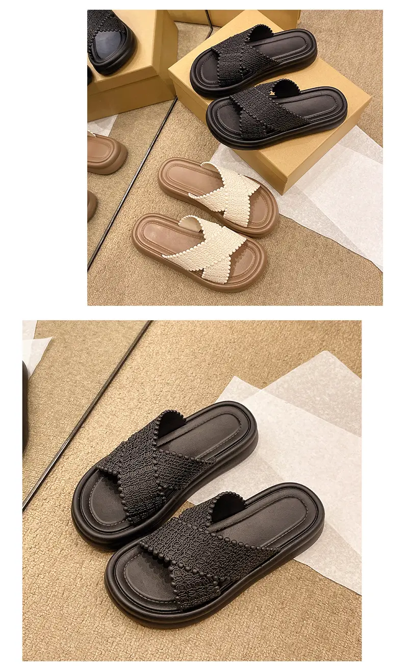 Bohemian Thick-Soled Slippers for Women's Outer Wear 2025 New Summer Ins Non-Slip One-Line Sandals Beach Sandals — feature 12