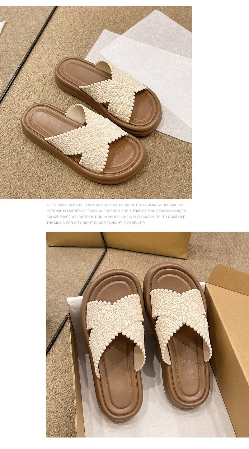 Bohemian Thick-Soled Slippers for Women's Outer Wear 2025 New Summer Ins Non-Slip One-Line Sandals Beach Sandals — feature 14