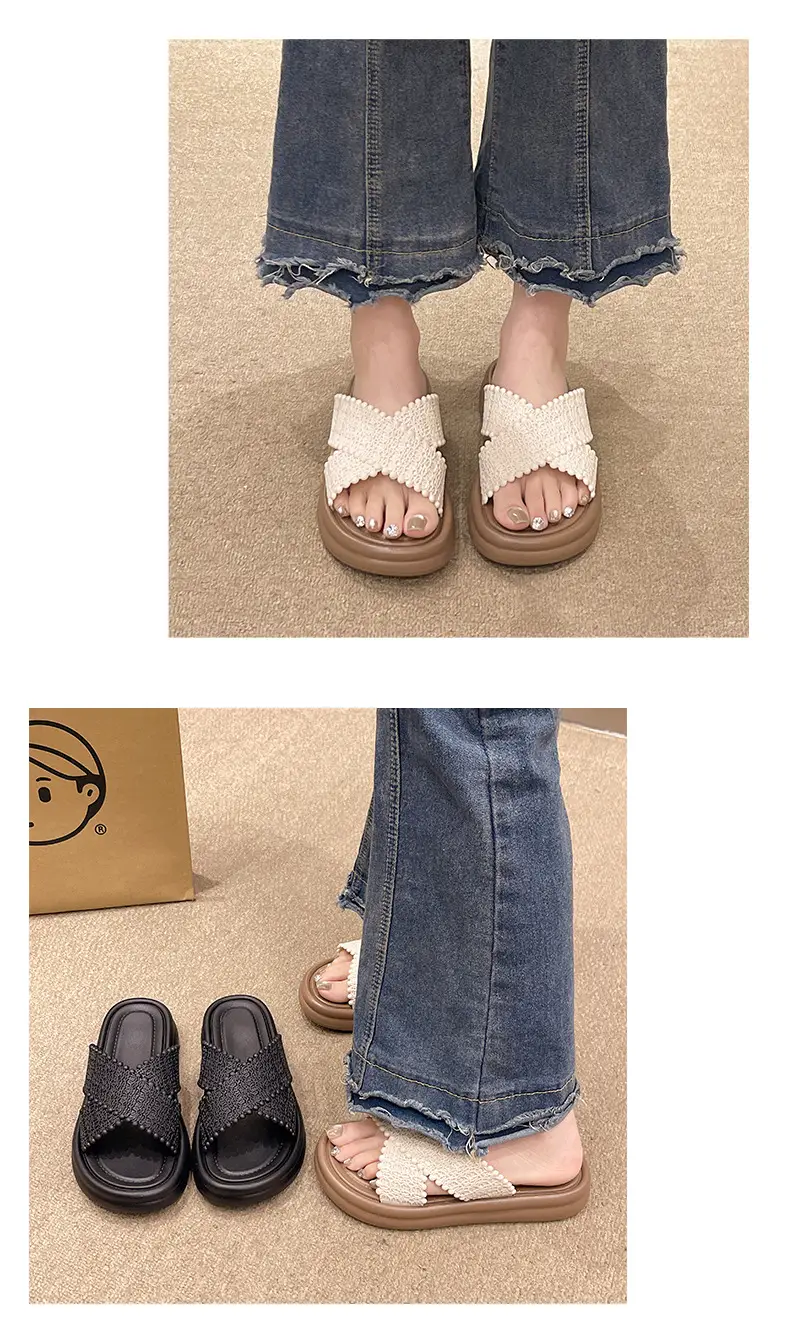 Bohemian Thick-Soled Slippers for Women's Outer Wear 2025 New Summer Ins Non-Slip One-Line Sandals Beach Sandals — feature 9