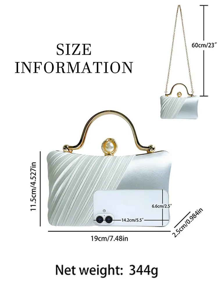 White Ribbon Celebrity Clutch Bag for Women - Image 8