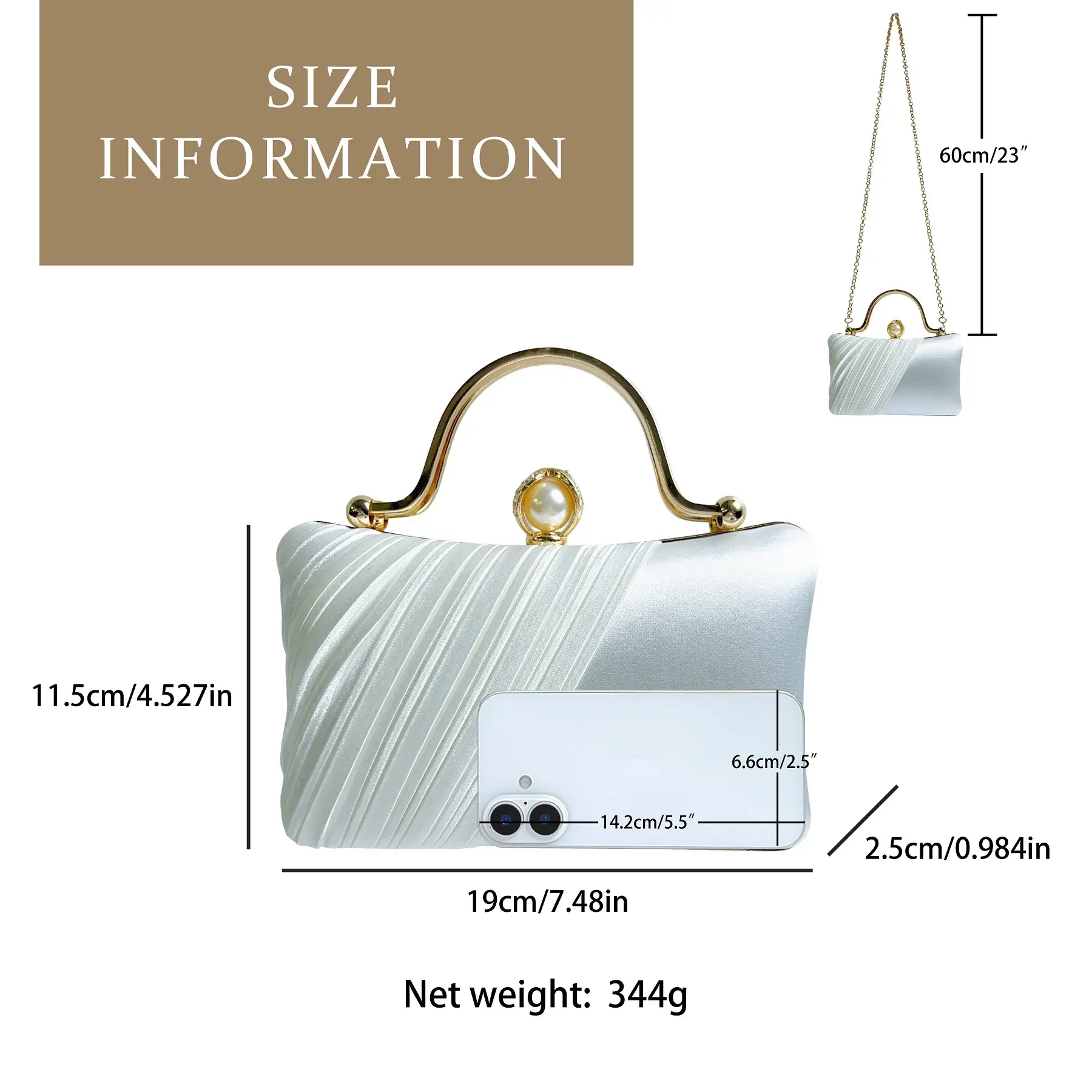 White Ribbon Celebrity Clutch Bag for Women — feature 1
