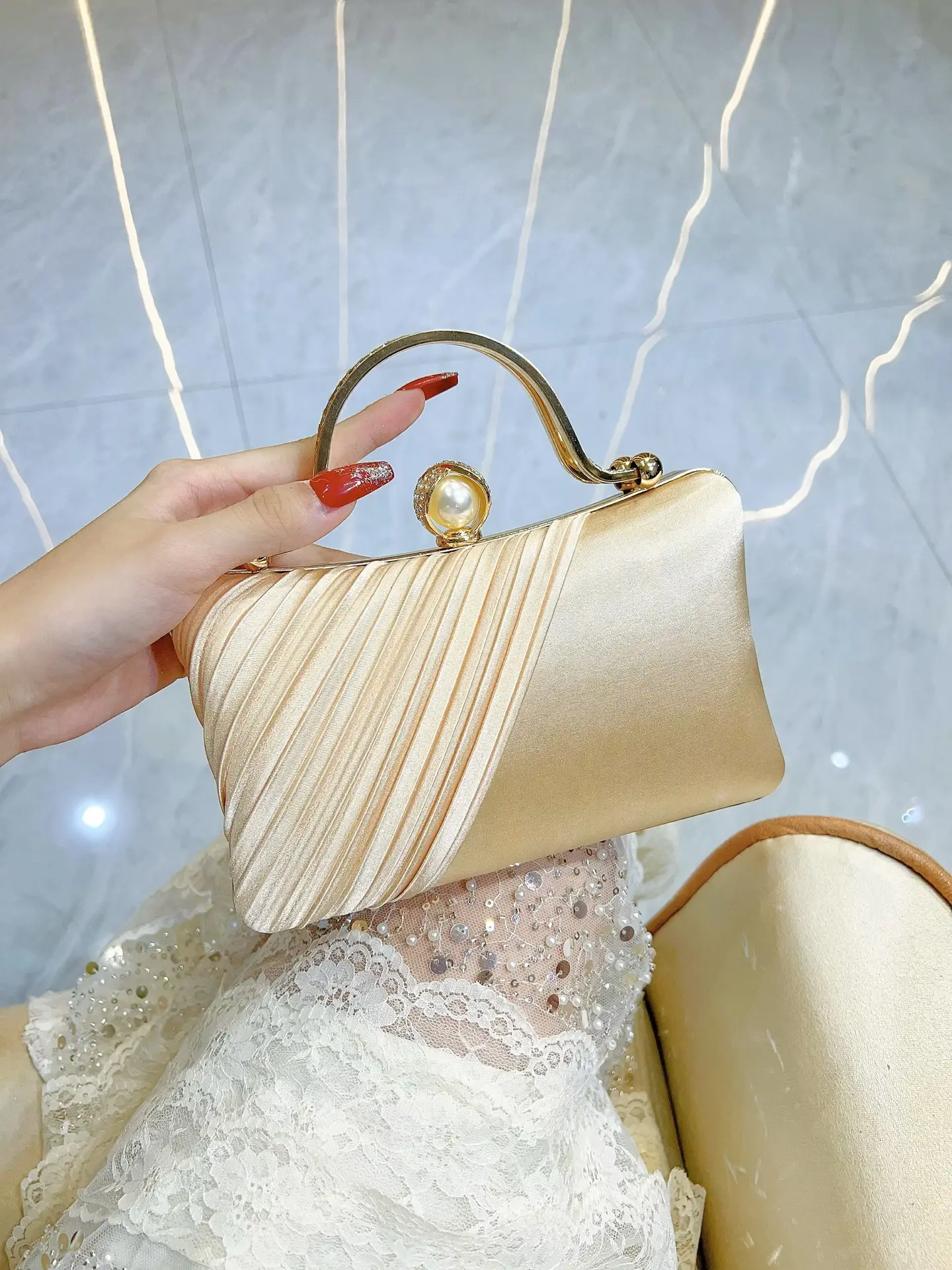White Ribbon Celebrity Clutch Bag for Women — feature 10