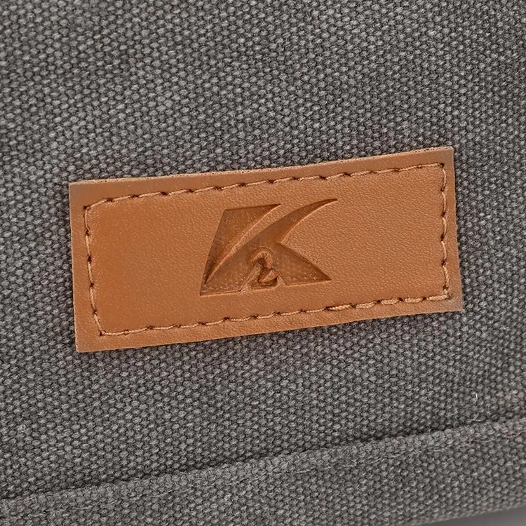 Korean-style Grey Canvas Shoulder Bag with Brown Handles — feature 14