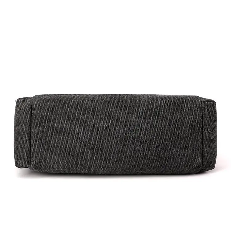 Korean-style Grey Canvas Shoulder Bag with Brown Handles — feature 24