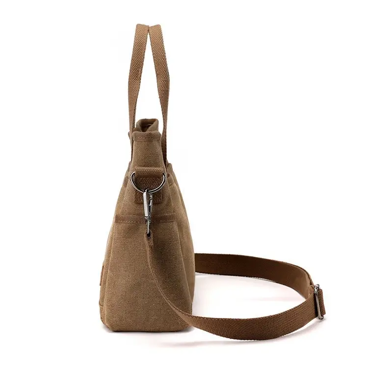 Korean-style Grey Canvas Shoulder Bag with Brown Handles — feature 32