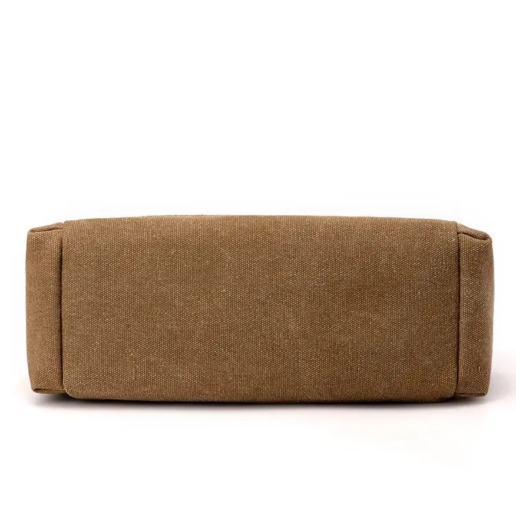 Korean-style Grey Canvas Shoulder Bag with Brown Handles — feature 34