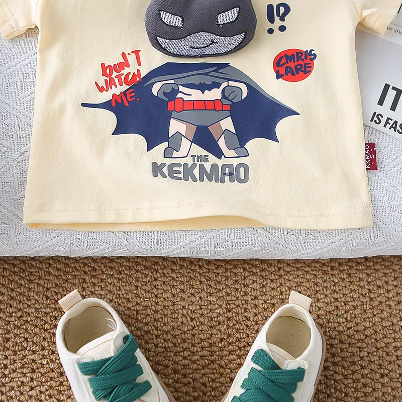 Kids Cartoon T-Shirt Shorts Set Black Summer Wear — feature 21
