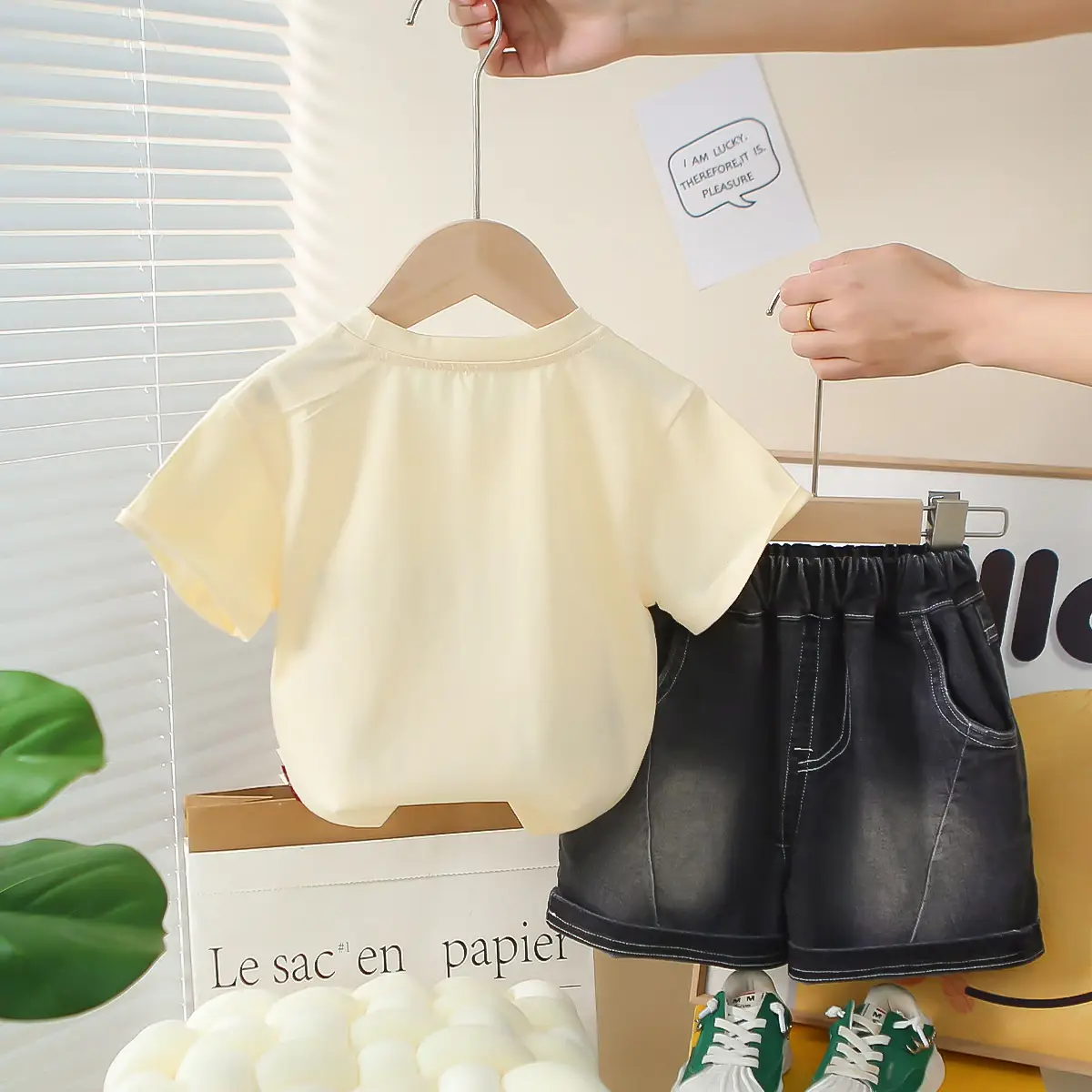 Kids Cartoon T-Shirt Shorts Set Black Summer Wear — feature 3