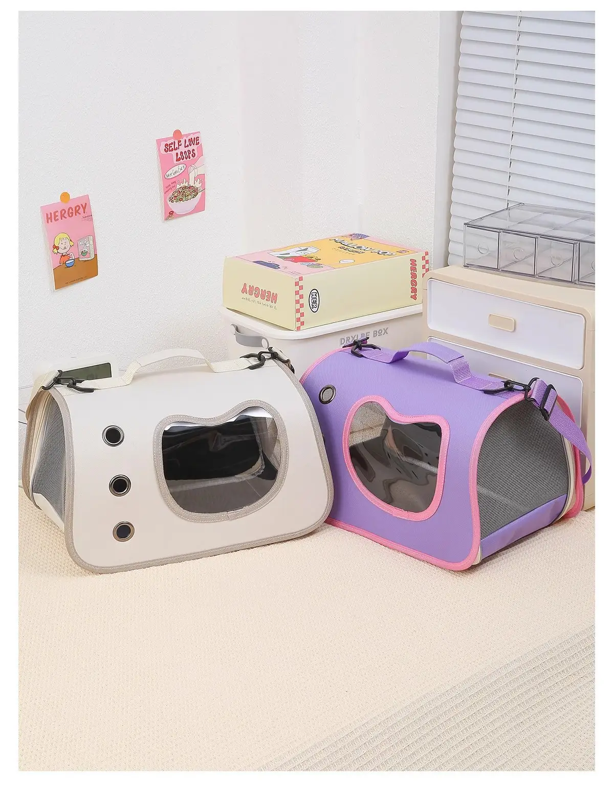 Pet Bag Large Opening White Portable Cat Dog Bag — feature 25