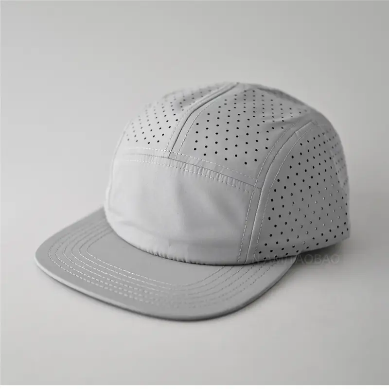 Blue Perforated Baseball Cap with Duckbill Design