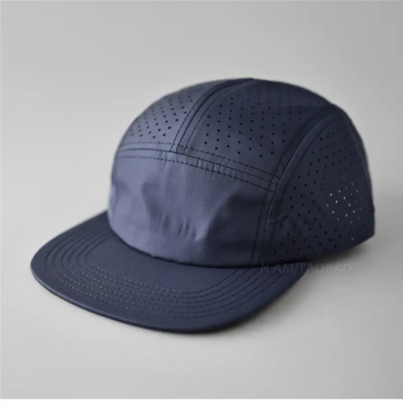 Blue Perforated Baseball Cap with Duckbill Design