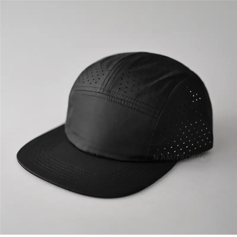 Blue Perforated Baseball Cap with Duckbill Design
