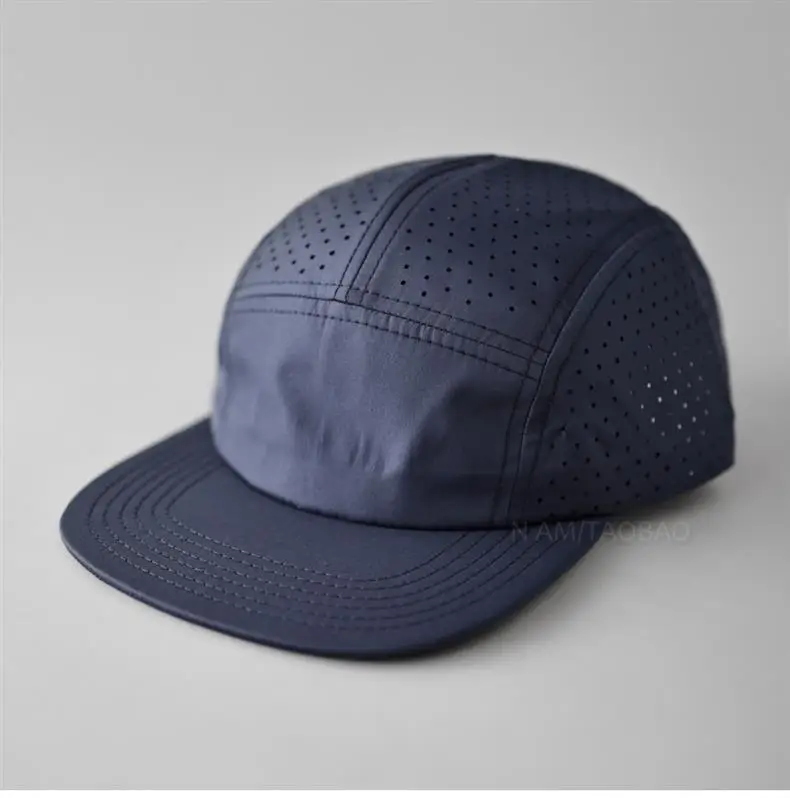 Blue Perforated Baseball Cap with Duckbill Design — feature 1