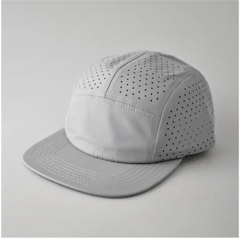 Blue Perforated Baseball Cap with Duckbill Design
