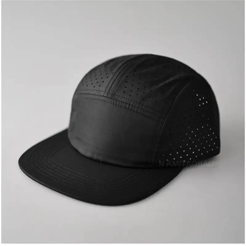 Blue Perforated Baseball Cap with Duckbill Design