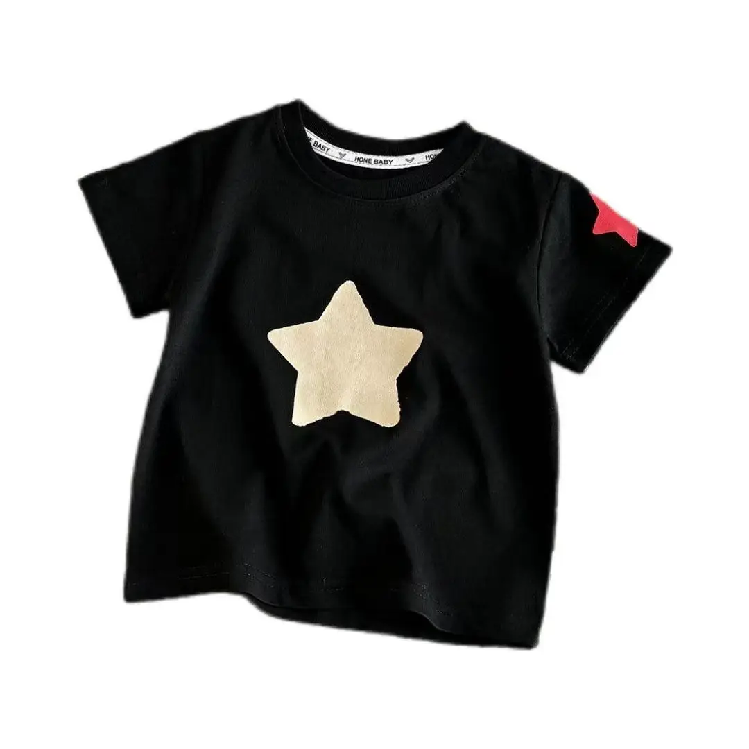 White Star Printed Boys T-Shirt Short Sleeve Cotton Summer Wear — feature 4