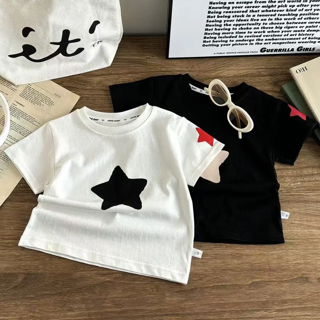 White Star Printed Boys T-Shirt Short Sleeve Cotton Summer Wear — feature 7