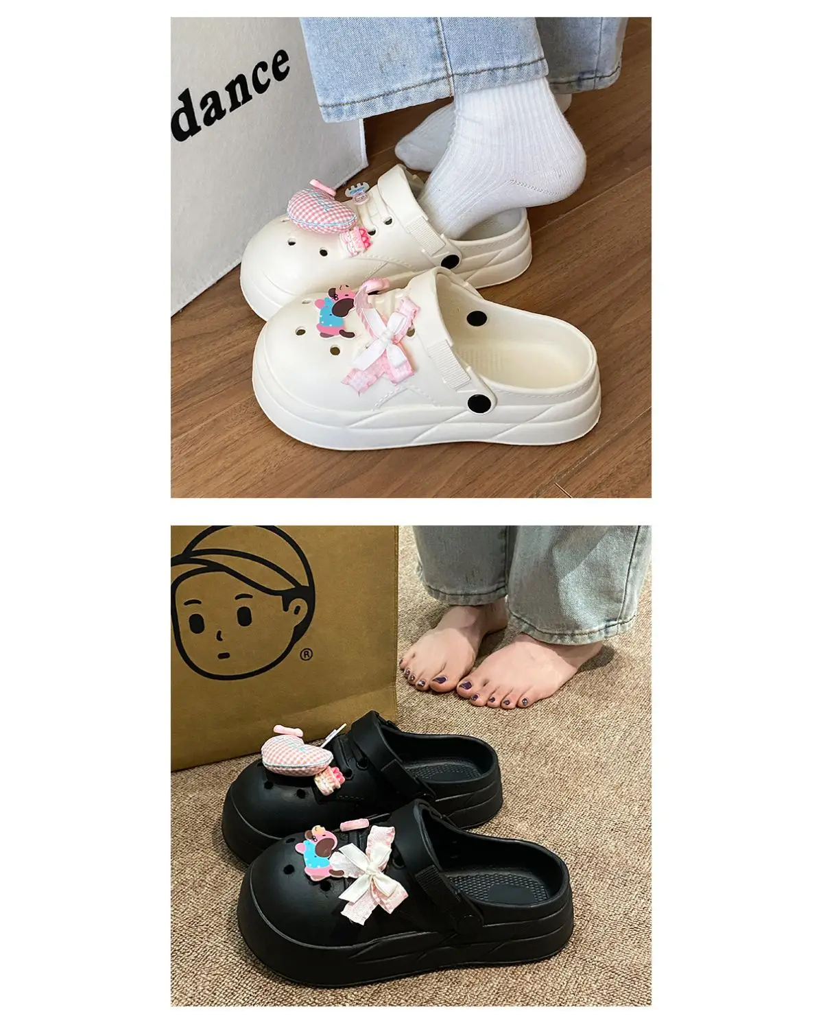 Women Cute Croc Shoes Black Spring Summer Anti-Slip — feature 17