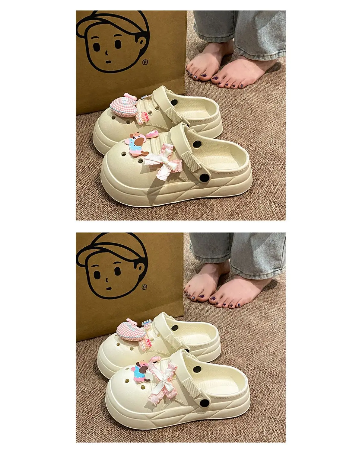 Women Cute Croc Shoes Black Spring Summer Anti-Slip — feature 18