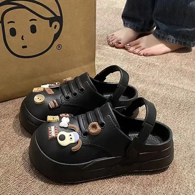 Women Cute Croc Shoes Black Spring Summer Anti-Slip - Image 14