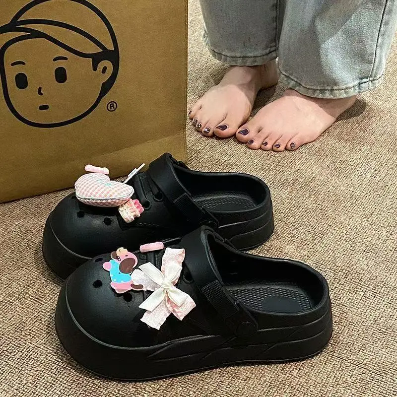 Women Cute Croc Shoes Black Spring Summer Anti-Slip - Image 2