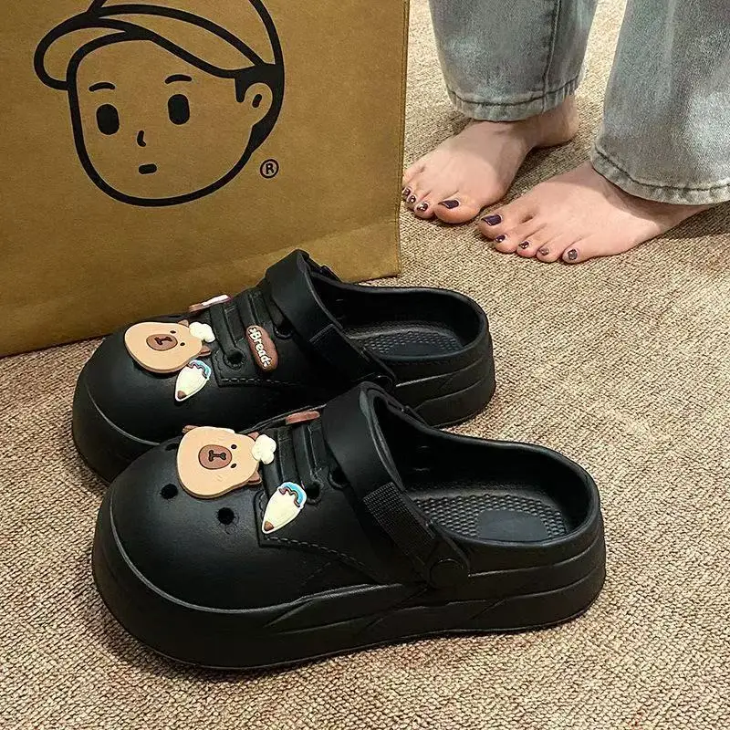 Women Cute Croc Shoes Black Spring Summer Anti-Slip - Image 5