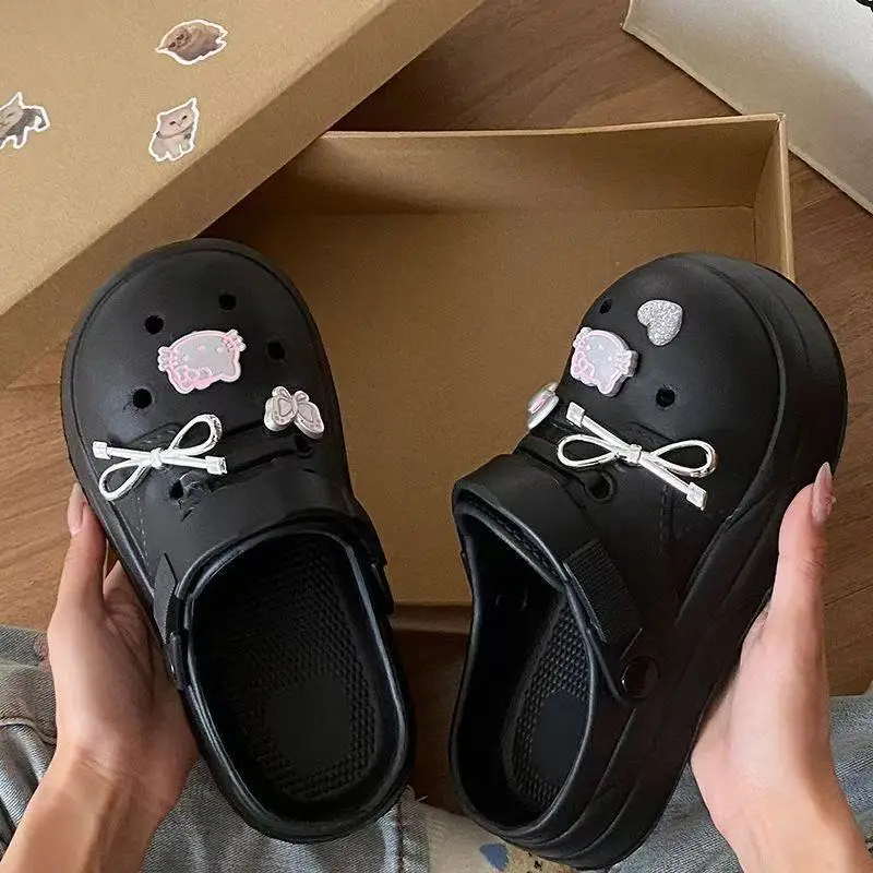 Women Cute Croc Shoes Black Spring Summer Anti-Slip - Image 8