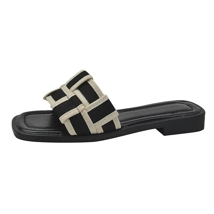 Women's Black Gold Cross Strap Slippers Summer - Image 11