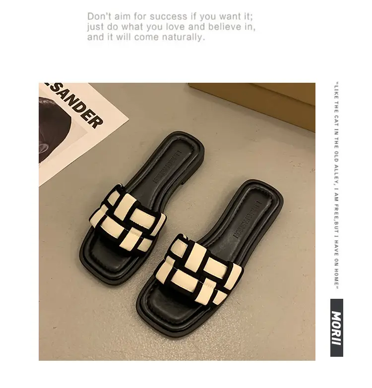 Women's Black Gold Cross Strap Slippers Summer — feature 15
