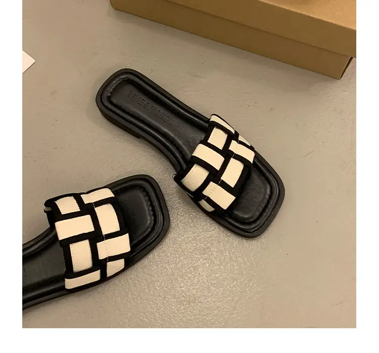 Women's Black Gold Cross Strap Slippers Summer — feature 16