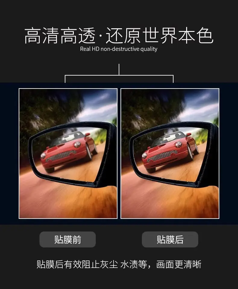 Car rearview mirror rainproof film reversing mirror film reflective rainproof anti-fog glass window rainy day artifact — feature 5