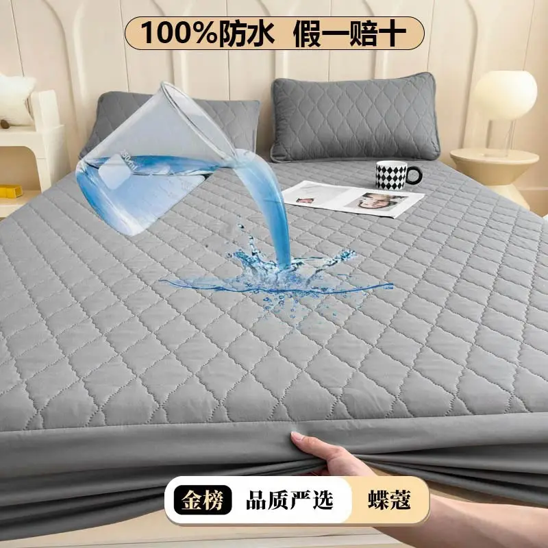Foreign trade waterproof bed hat cross-border padded urine proof non-slip all-inclusive Simmons mattress protection set bedspread single wholesale