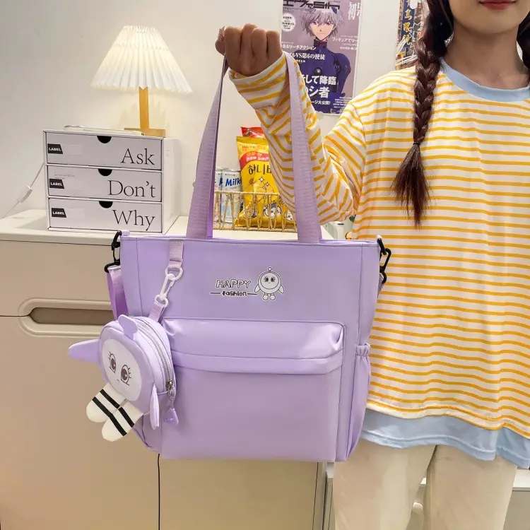 Cute Pink Crossbody Student Bag with Cute Accessories — feature 21